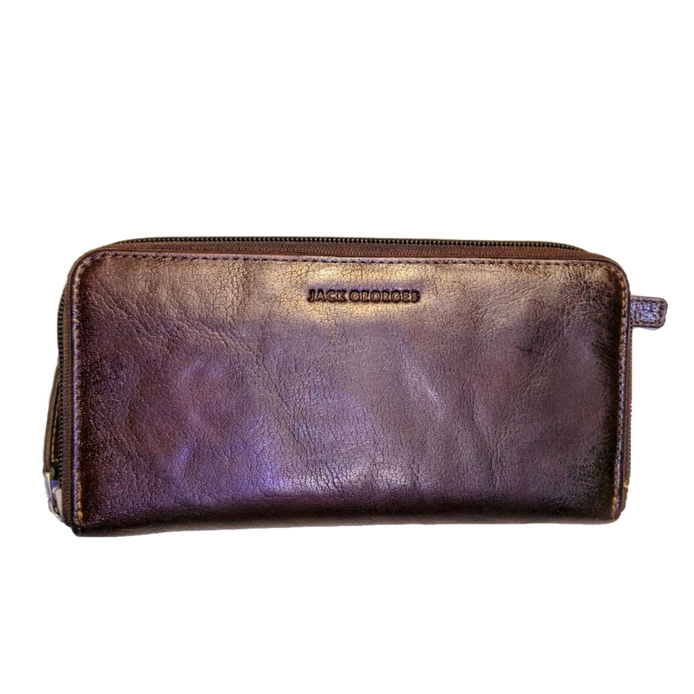 Jack Georges Leather Voyager Zip Long Wallet